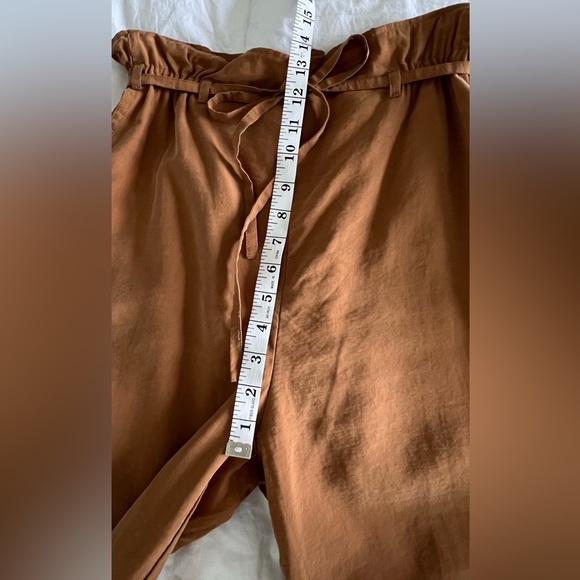 Skies Are Blue Women's Camel Brown Wide Leg minimalist Baggy Loose Fit Pants - Picture 10 of 13